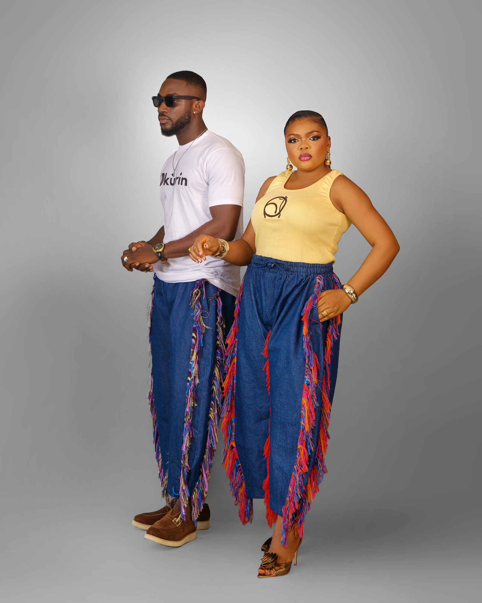 Tami denim aso oke pant