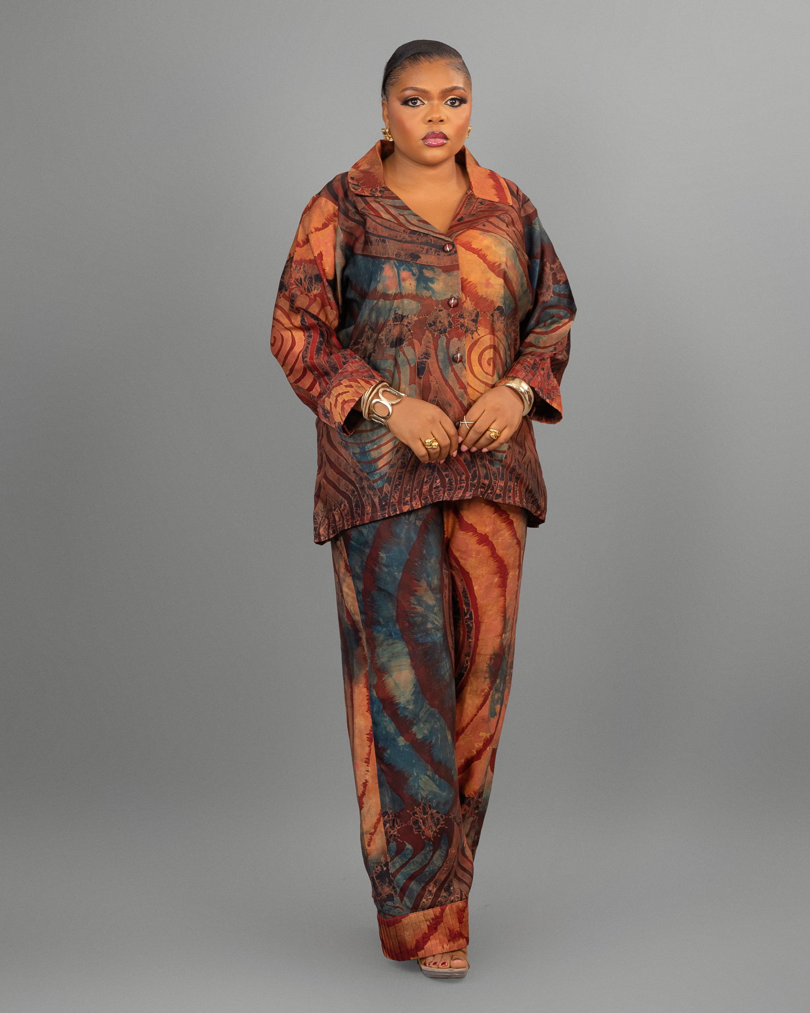 Ewa lux adire slik pant set